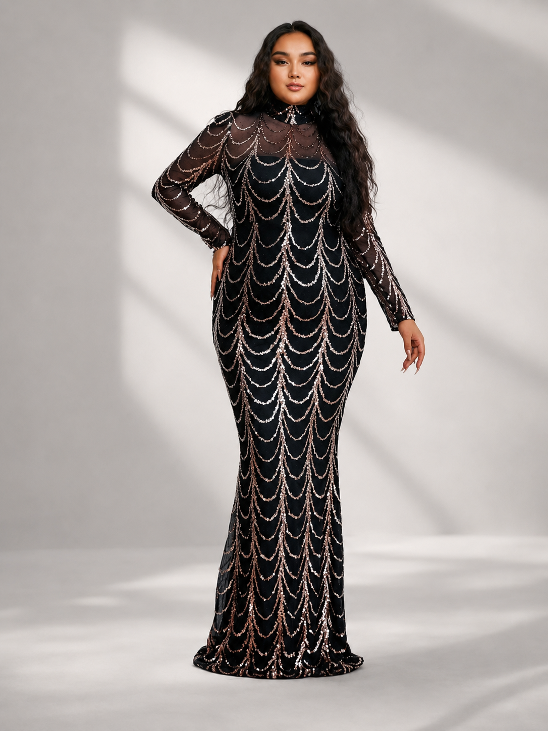 Plus Beads Chain Mermaid Prom Dress P0080