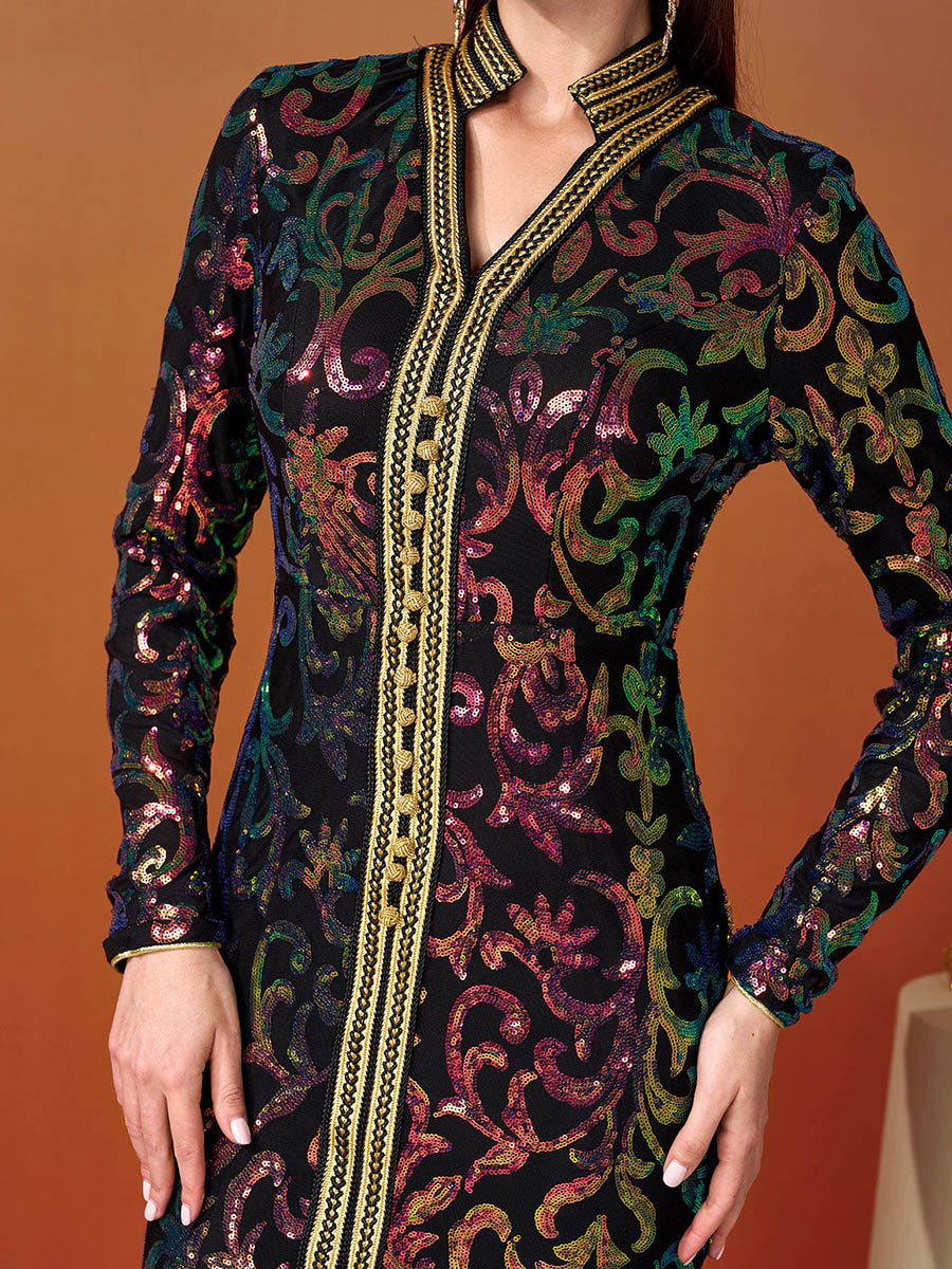 Long Sleeve Mermaid Sequin Maxi Dress MES00427