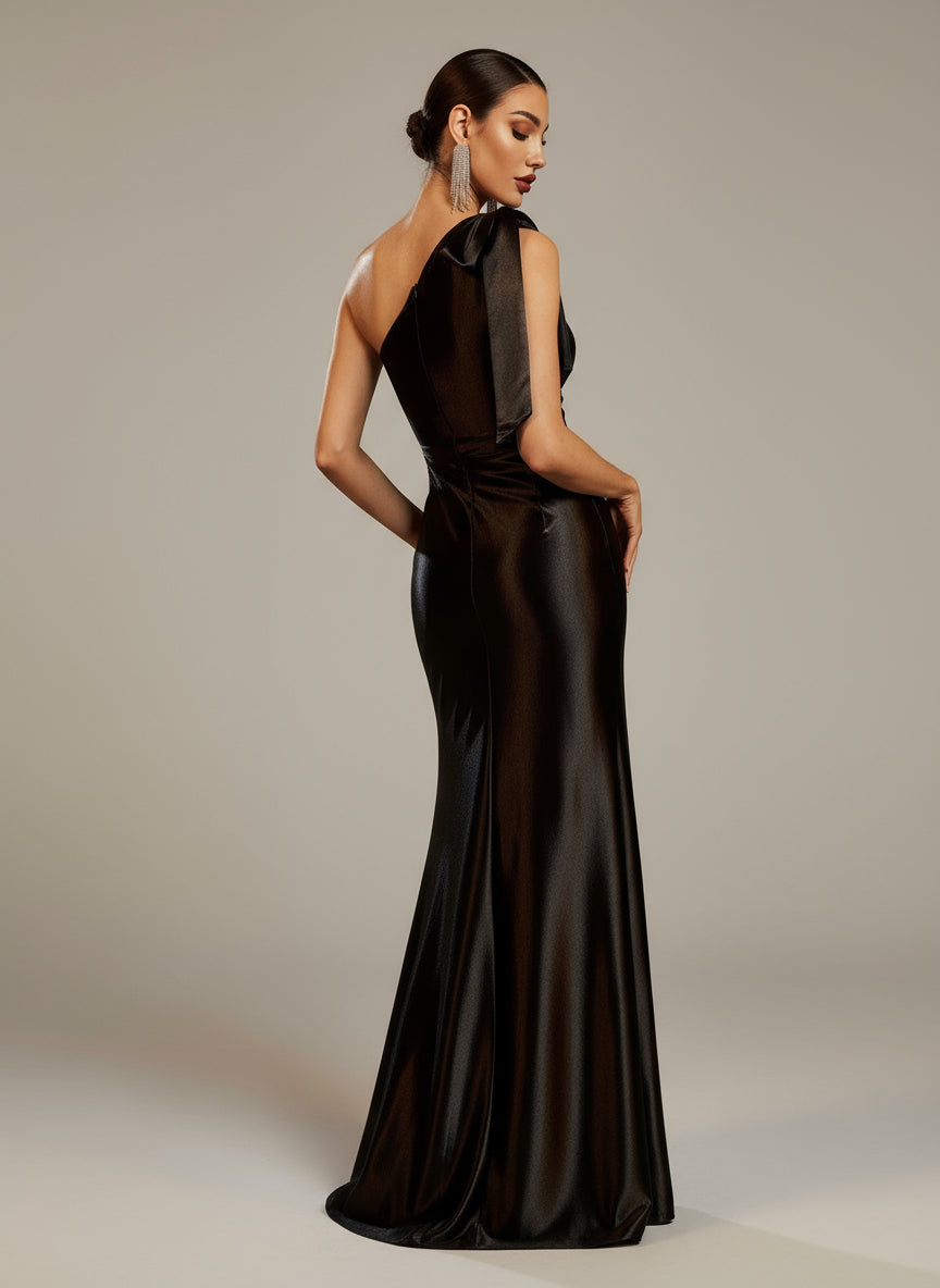 One Shoulder Basic Knot Cocktail Dress MCB0940