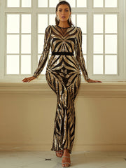 Geometric Sequin Cutout Cocktail Dress XJ1473