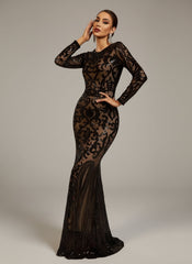 Long Sleeve Sequin Formal Dress FT8578