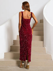 Square Neck Sequin Cocktail Dress XJ468