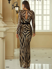 Geometric Sequin Cutout Cocktail Dress XJ1473