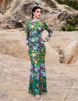 Crew Neck Floral Sequin Dress RJ10987