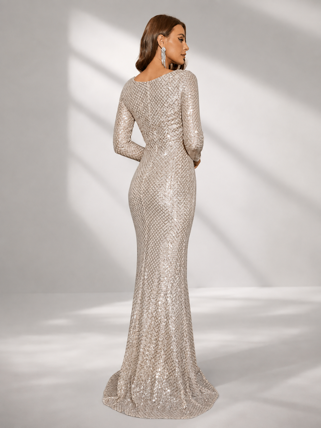 Long Sleeve Sequin Mermaid Dress RA60033