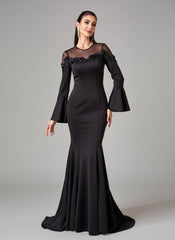 Primrose Bell Sleeve Mesh Embellished Formal Dress