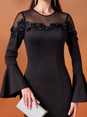 Primrose Bell Sleeve Mesh Embellished Formal Dress