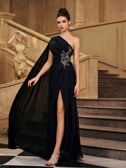 One Shoulder Chiffon Embroidered Formal Dress GM010142