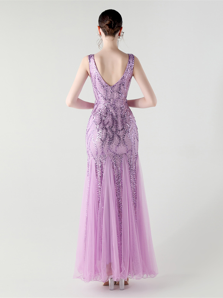 Sequin Mesh Sleeveless Prom Dress GM90173
