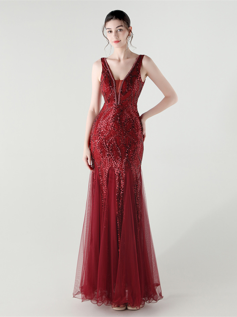 Sequin Mesh Sleeveless Prom Dress GM90173