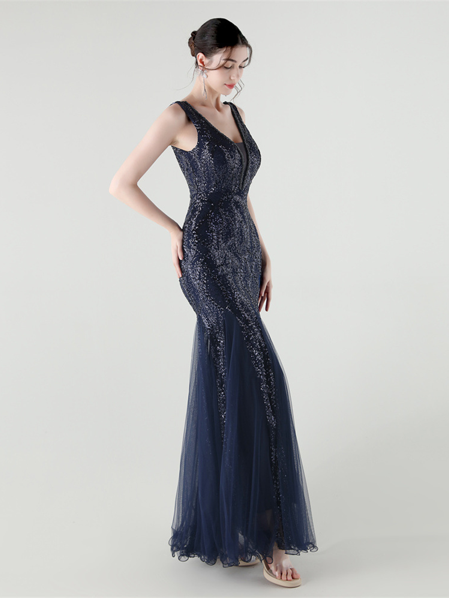 Sequin Mesh Sleeveless Prom Dress GM90173