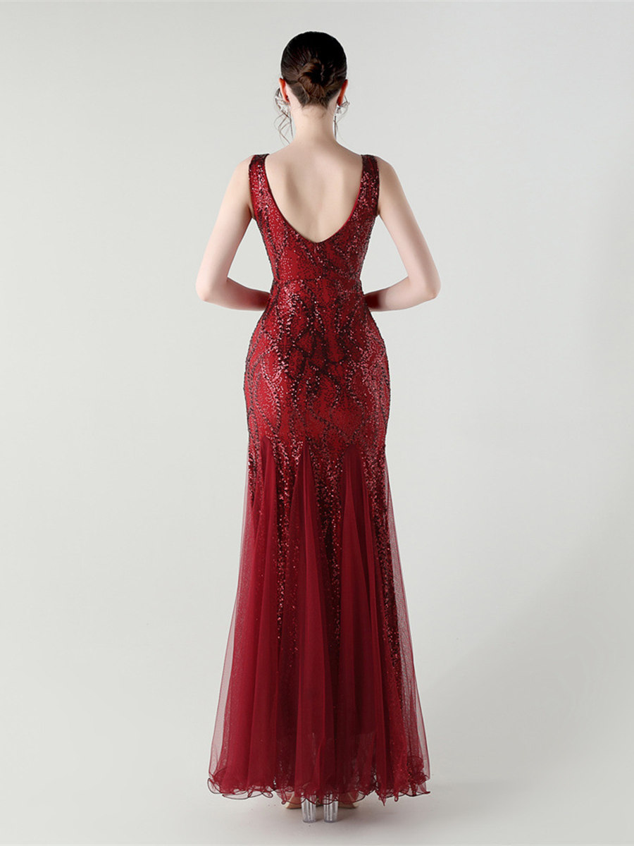 Sequin Mesh Sleeveless Prom Dress GM90173