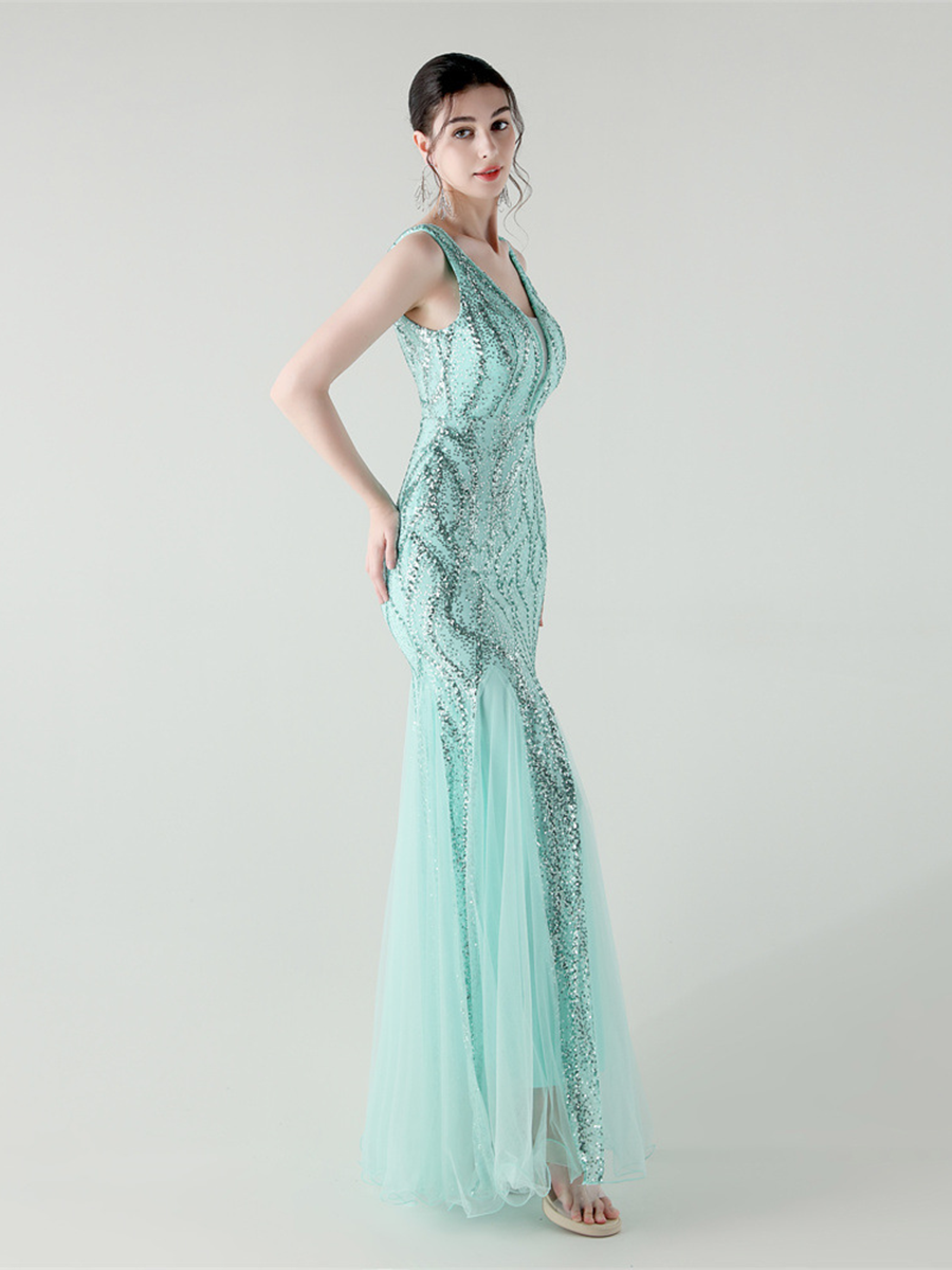 Sequin Mesh Sleeveless Prom Dress GM90173