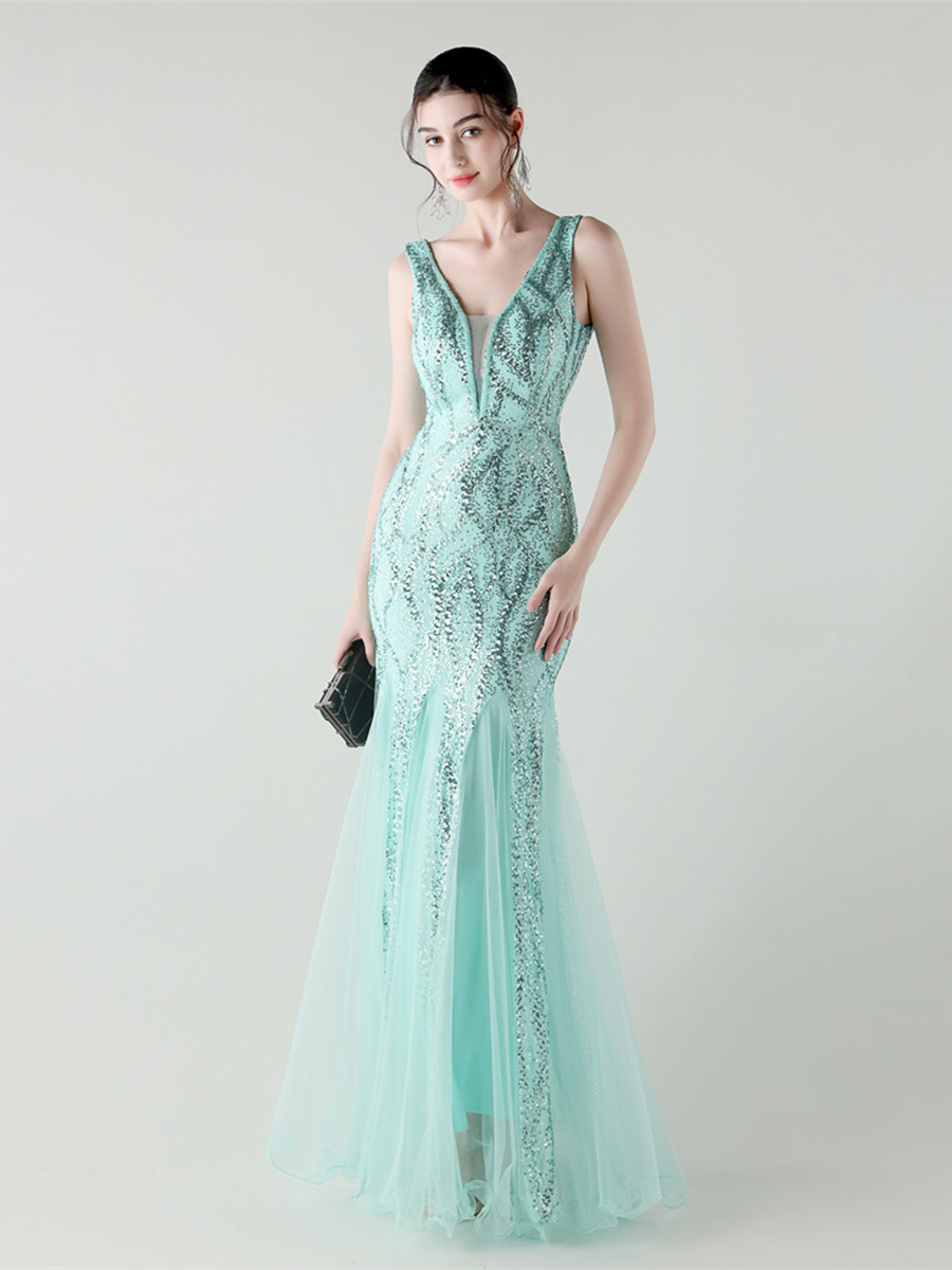Sequin Mesh Sleeveless Prom Dress GM90173