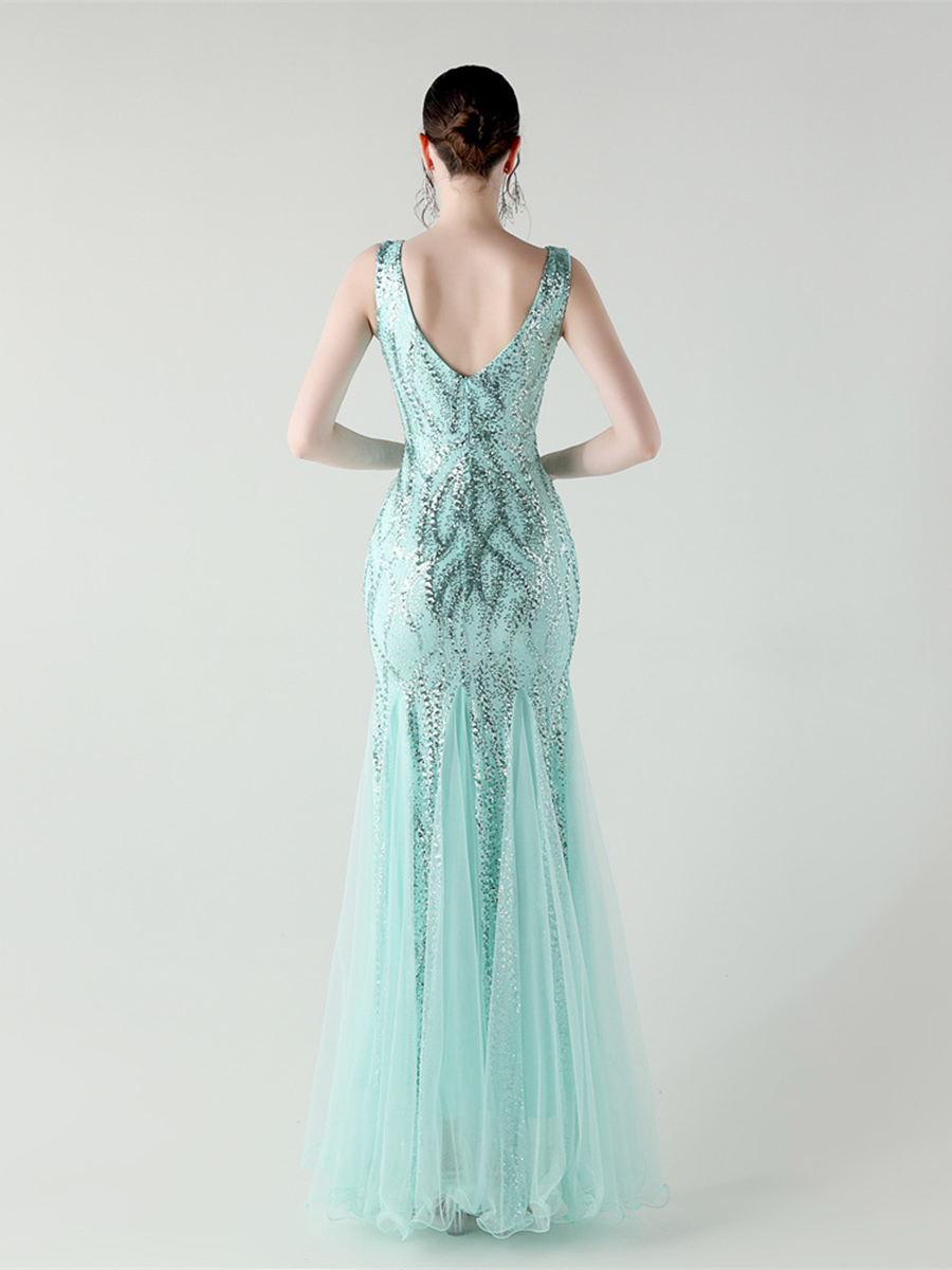 Sequin Mesh Sleeveless Prom Dress GM90173