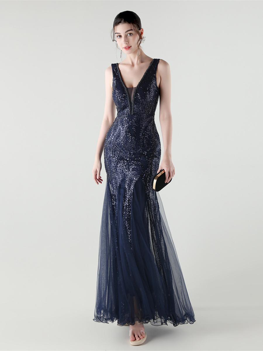 Sequin Mesh Sleeveless Prom Dress GM90173