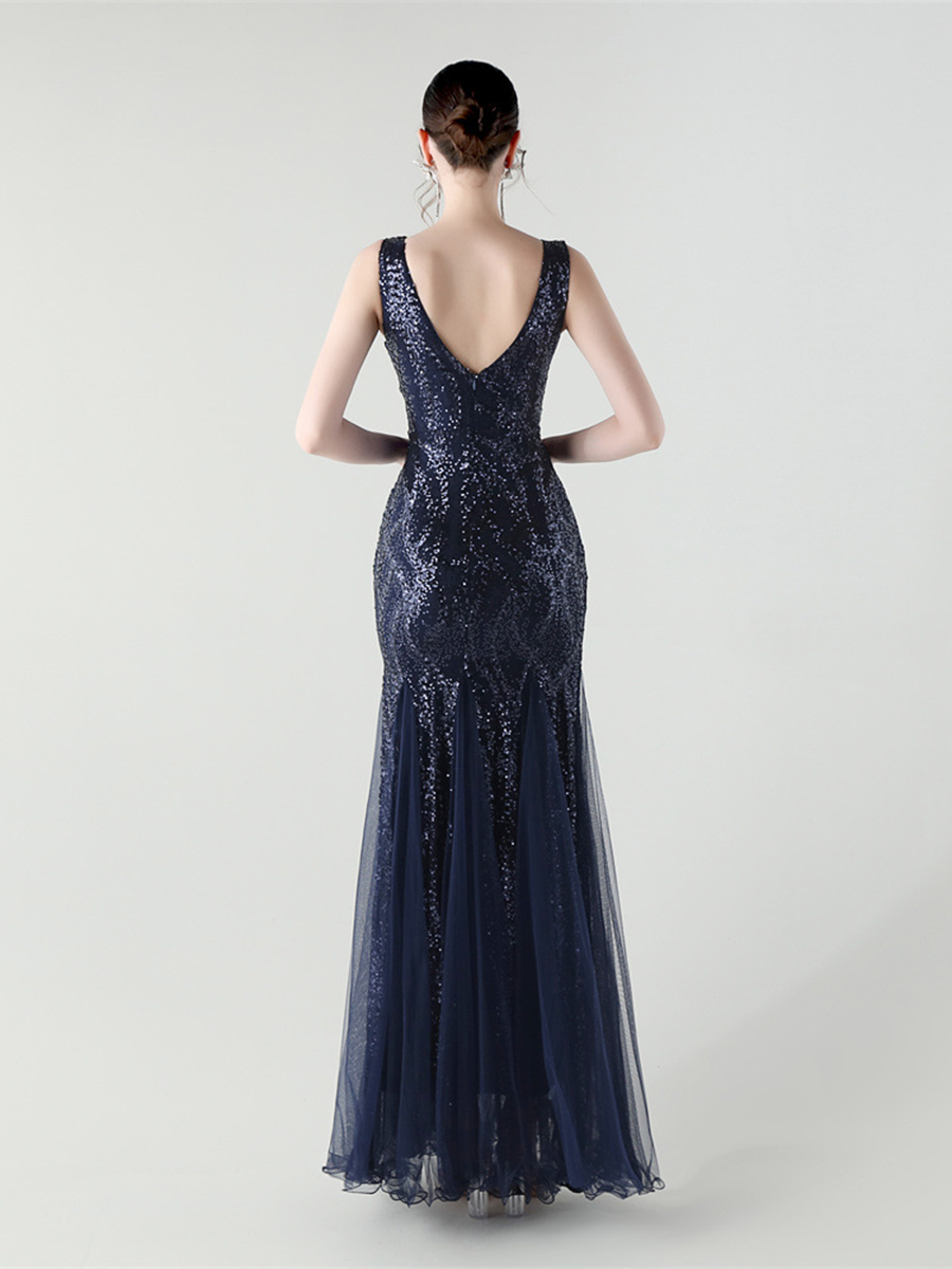 Sequin Mesh Sleeveless Prom Dress GM90173