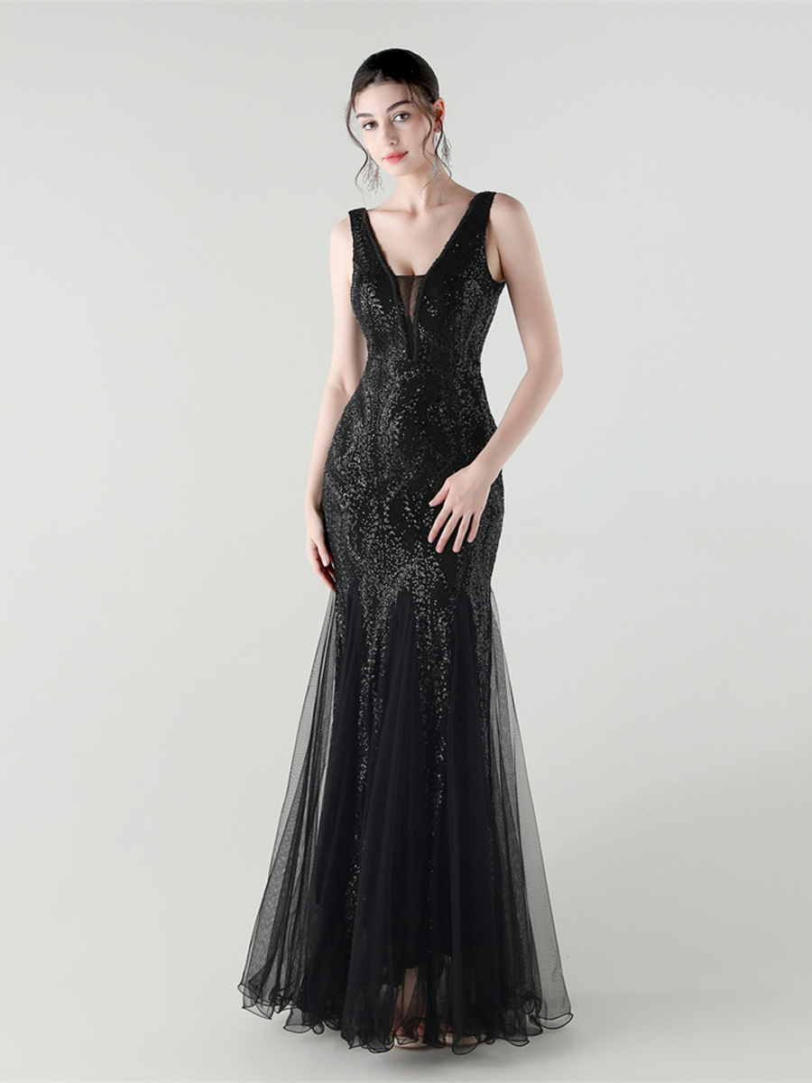 Sequin Mesh Sleeveless Prom Dress GM90173