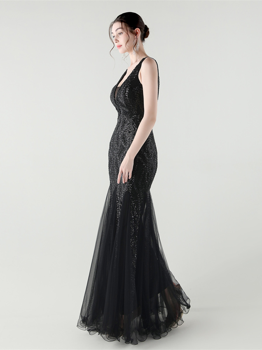 Sequin Mesh Sleeveless Prom Dress GM90173