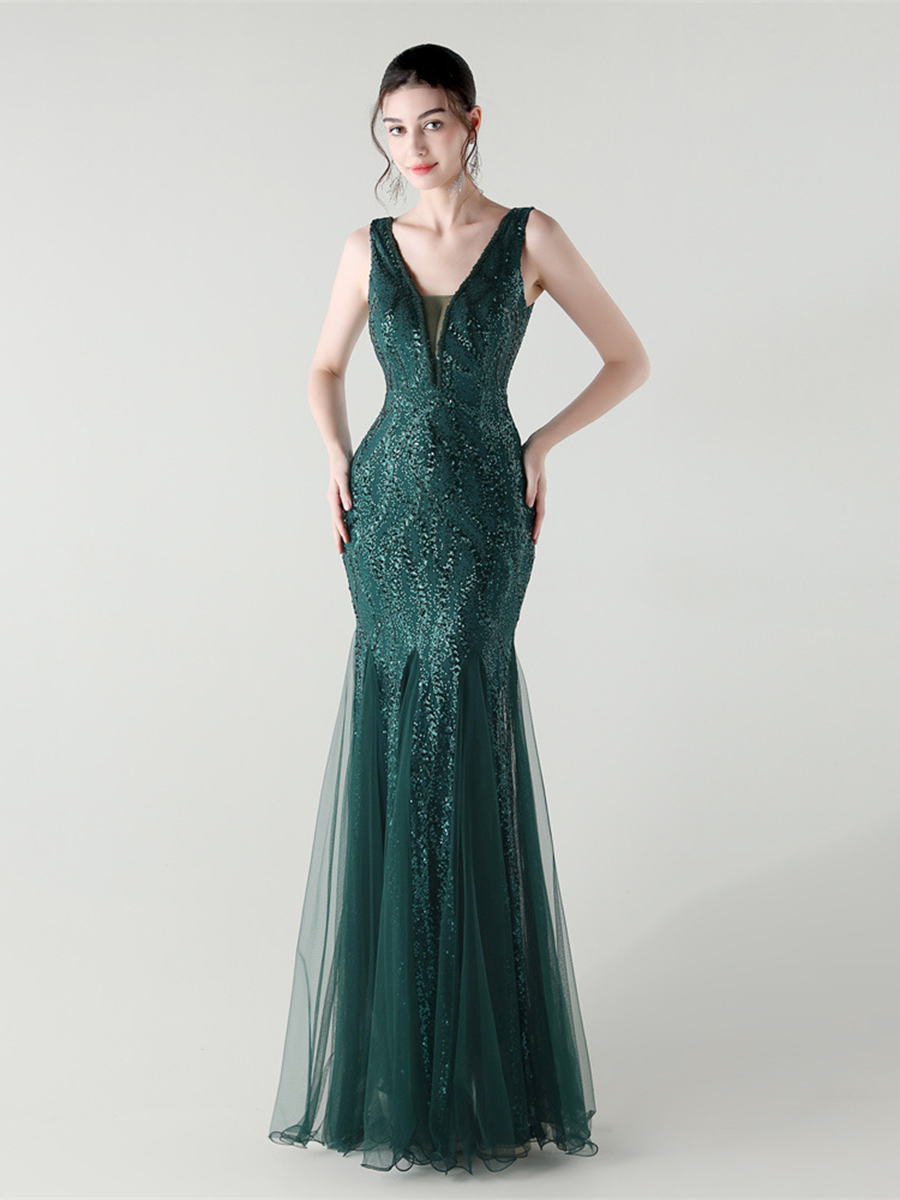 Sequin Mesh Sleeveless Prom Dress GM90173