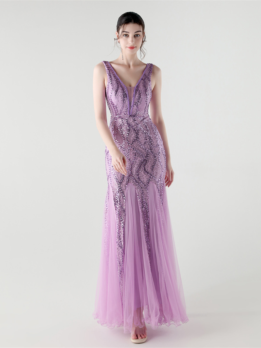 Sequin Mesh Sleeveless Prom Dress GM90173