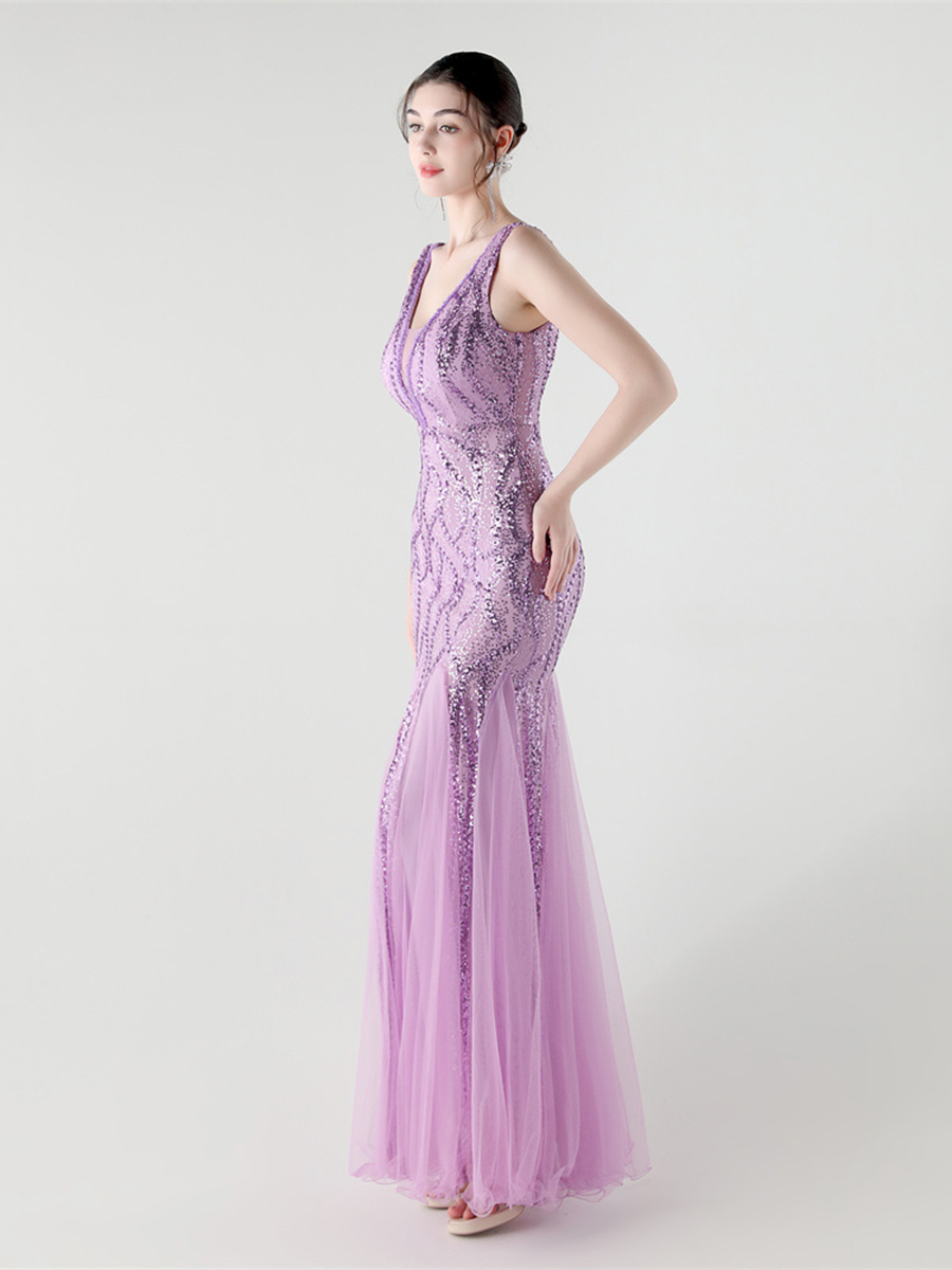 Sequin Mesh Sleeveless Prom Dress GM90173
