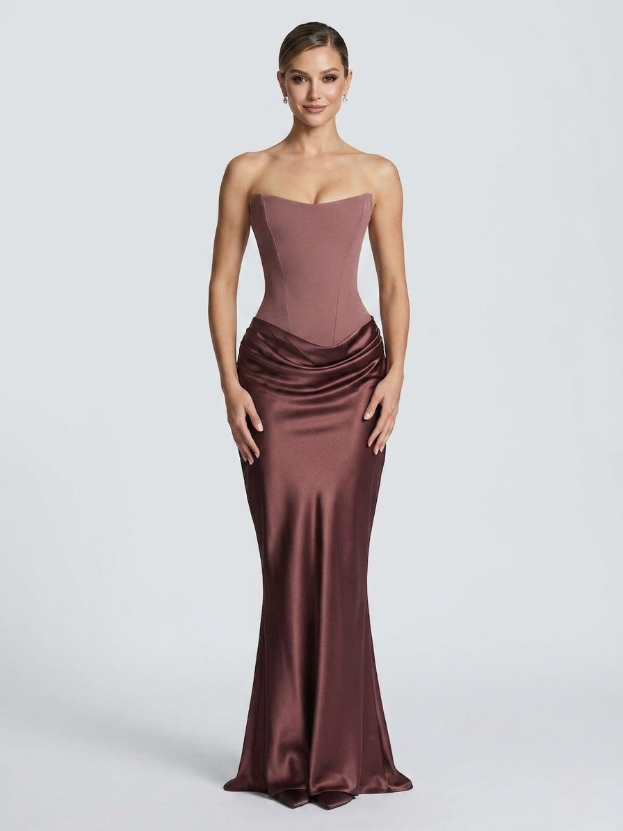 Strapless Corset Satin Mermaid Formal Dress XF251338