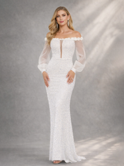 Puff Sleeves Strapless Evening Dress JMT1118