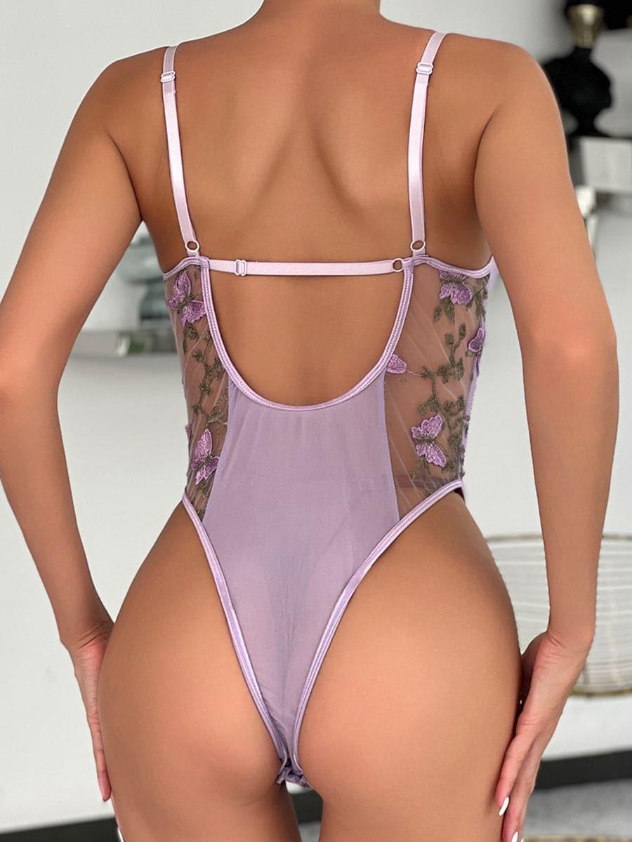 Lace Up Butterfly Embroidery Teddy MSL013