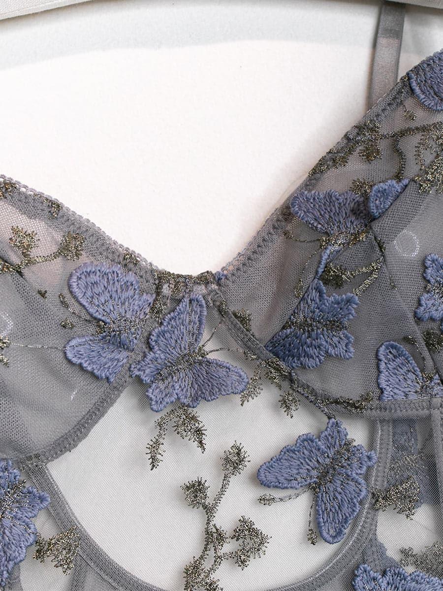 Lace Up Butterfly Embroidery Teddy MSL013