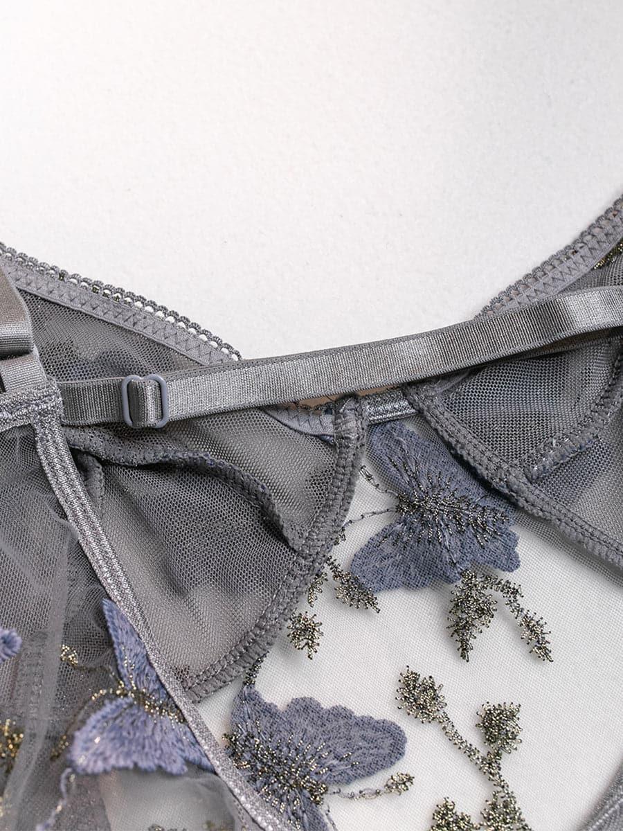 Lace Up Butterfly Embroidery Teddy MSL013