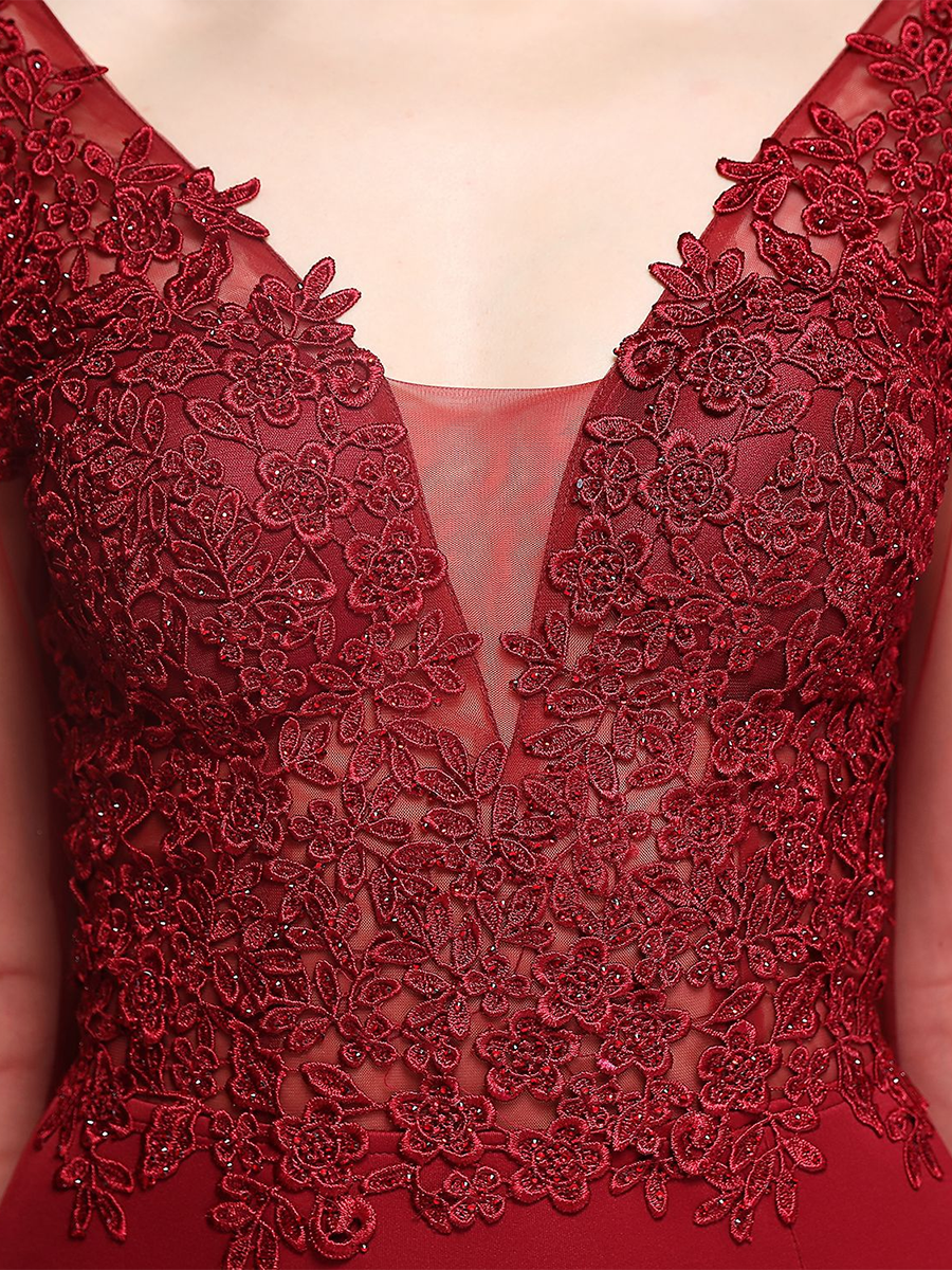 Elegant Long Sleeve Embroidered Applique Mermaid Evening Gown M01592