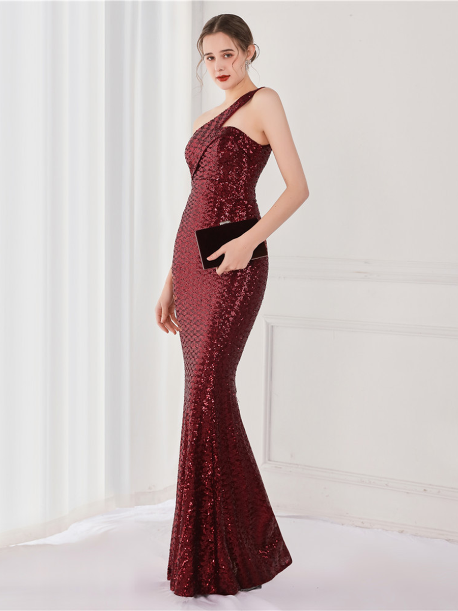 Tiffany One Shoulder Sequin Mermaid Cocktail Dress