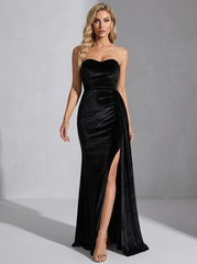 Strapless Velvet Maxi Prom Dress M02119