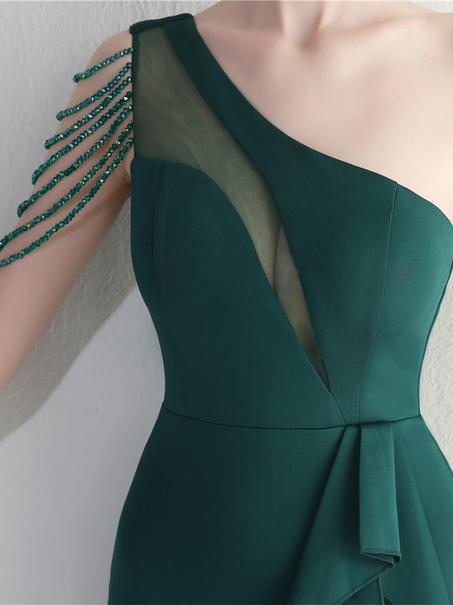 Formal One Shoulder Cutout Black Prom Dress M02289
