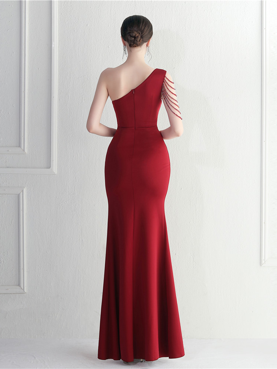 Formal One Shoulder Cutout Black Prom Dress M02289