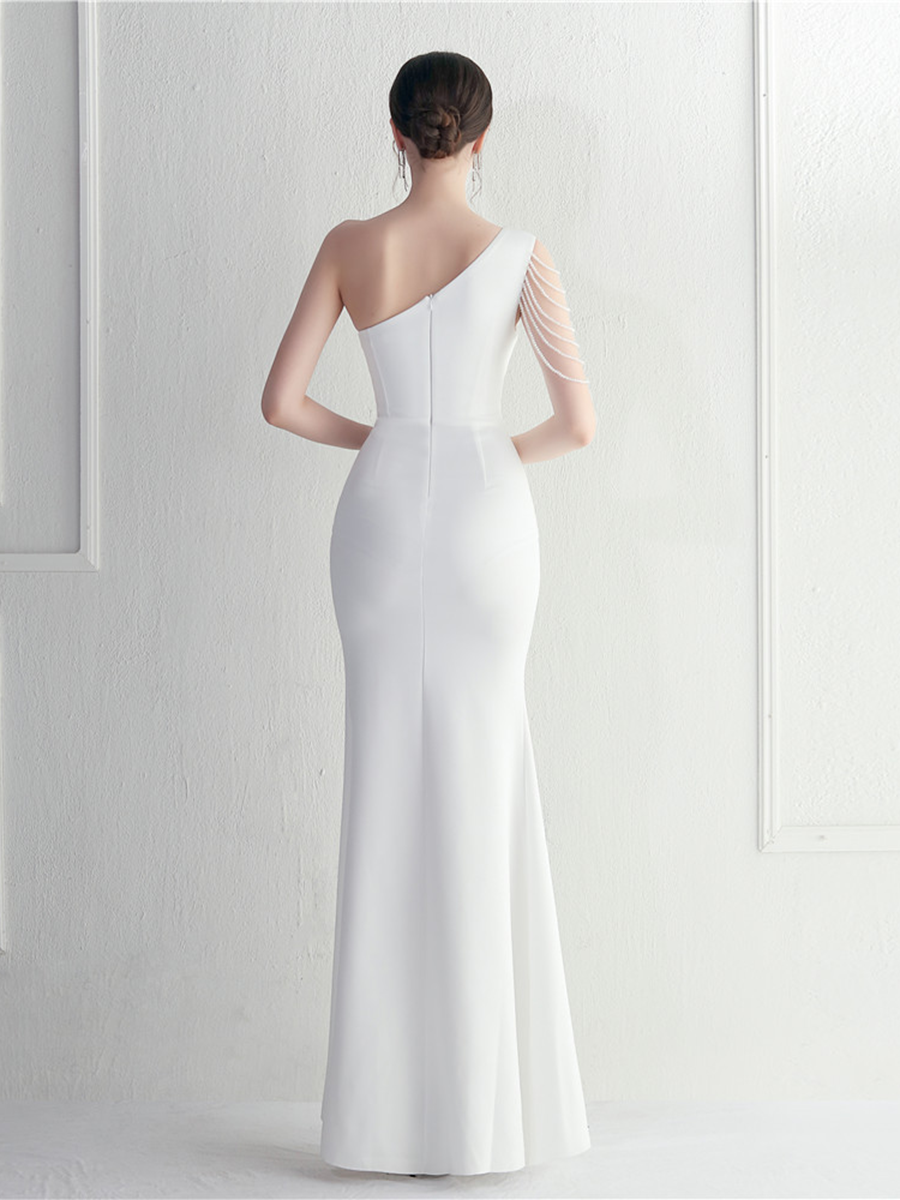 Formal One Shoulder Cutout Black Prom Dress M02289