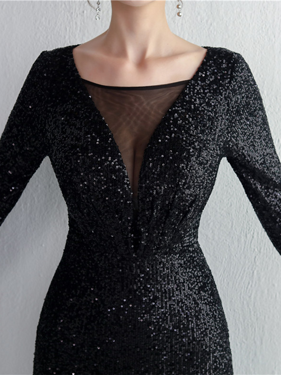 Formal V-Neck Sequin Prom Dress M02336