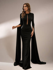 Cutout Cape Sleeve Mermaid Formal Dress M0924