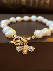 Pearl Zircon Bee Charm Bracelet MBS0131