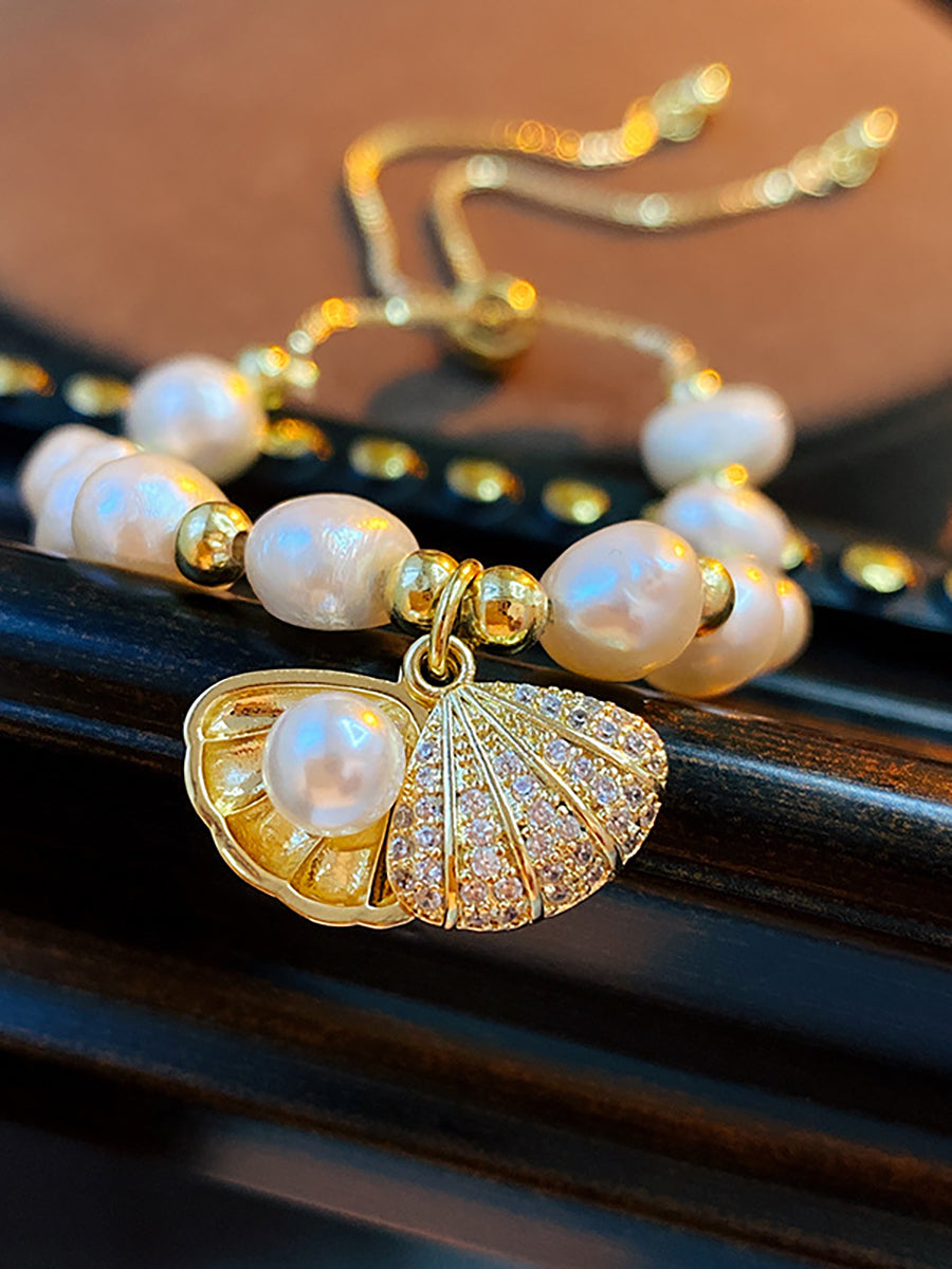 Natural Pearl Shell Charm Bracelet MBS0132