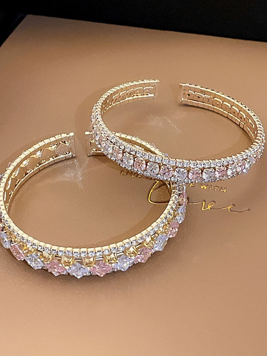 Double-Row Zircon Open Cuff Bangle MBS0134