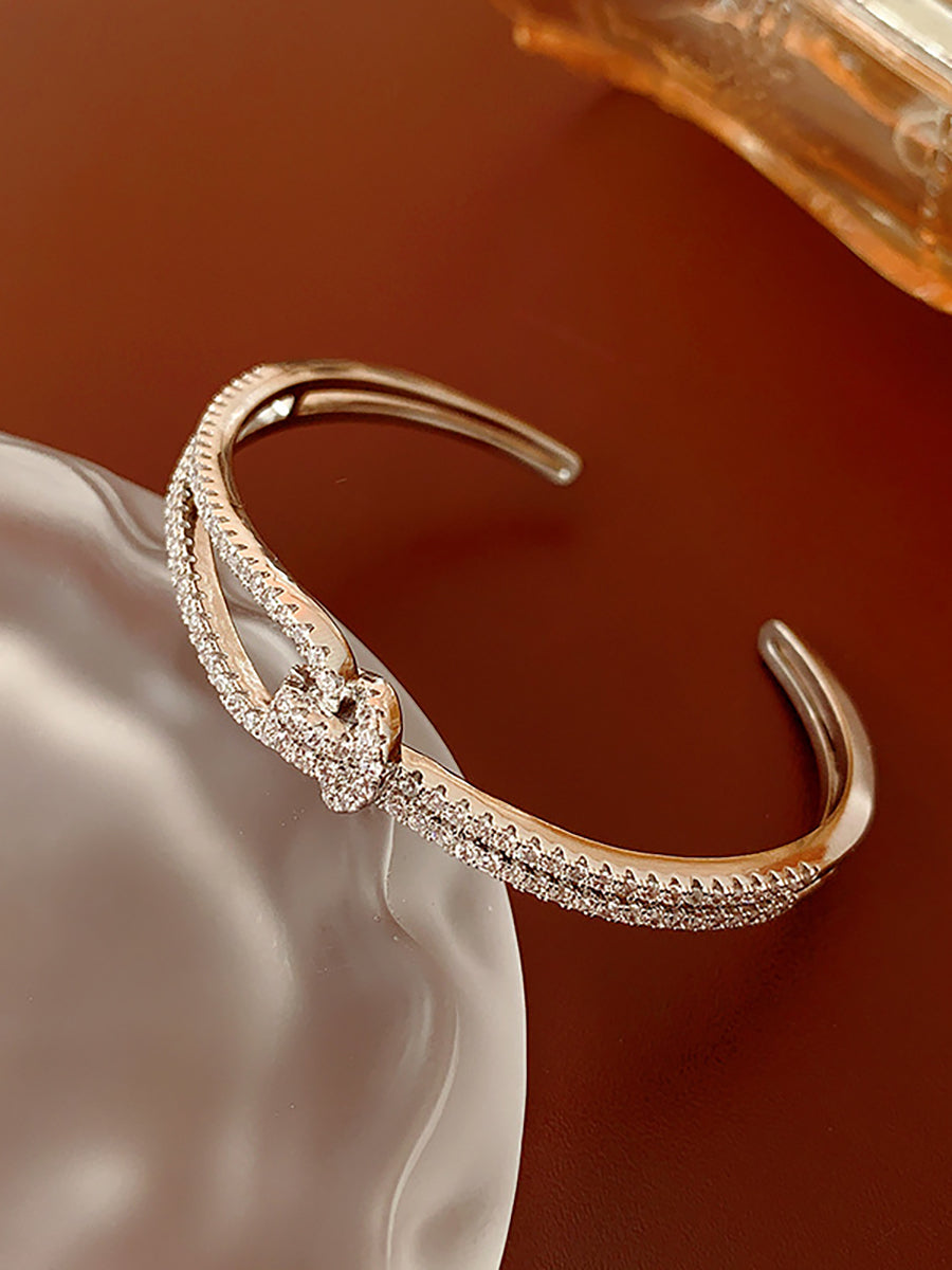 Crossed Zircon Open Cuff Bangle MBS0139