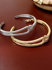 Crossed Zircon Open Cuff Bangle MBS0139