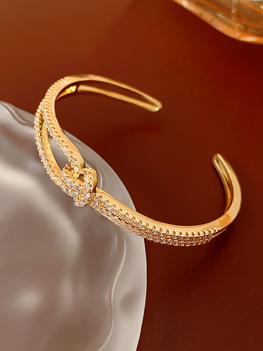 Crossed Zircon Open Cuff Bangle MBS0139