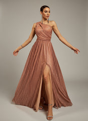 One Shoulder Cutout A-line Split Bridesmaid Dress MCB0939