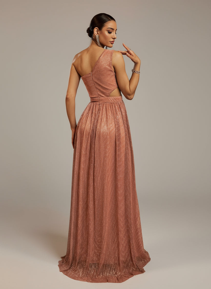 One Shoulder Cutout A-line Split Bridesmaid Dress MCB0939