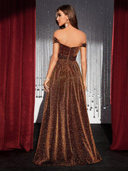 Off Shoulder A-line Split Prom Dress MCW1151