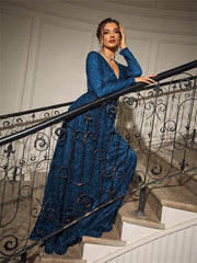 Long Sleeve Wrap A-line Prom Dress MCW1154