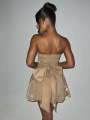 Ruched Strapless A-line Party Dress MCW1193